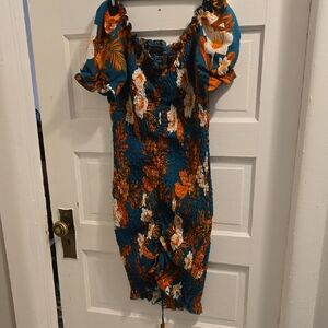 Floral Smocked Dress with Puff Sleeves